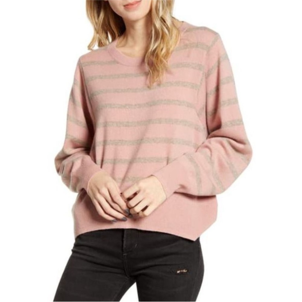 Splendid pink and gray striped sweater size Large